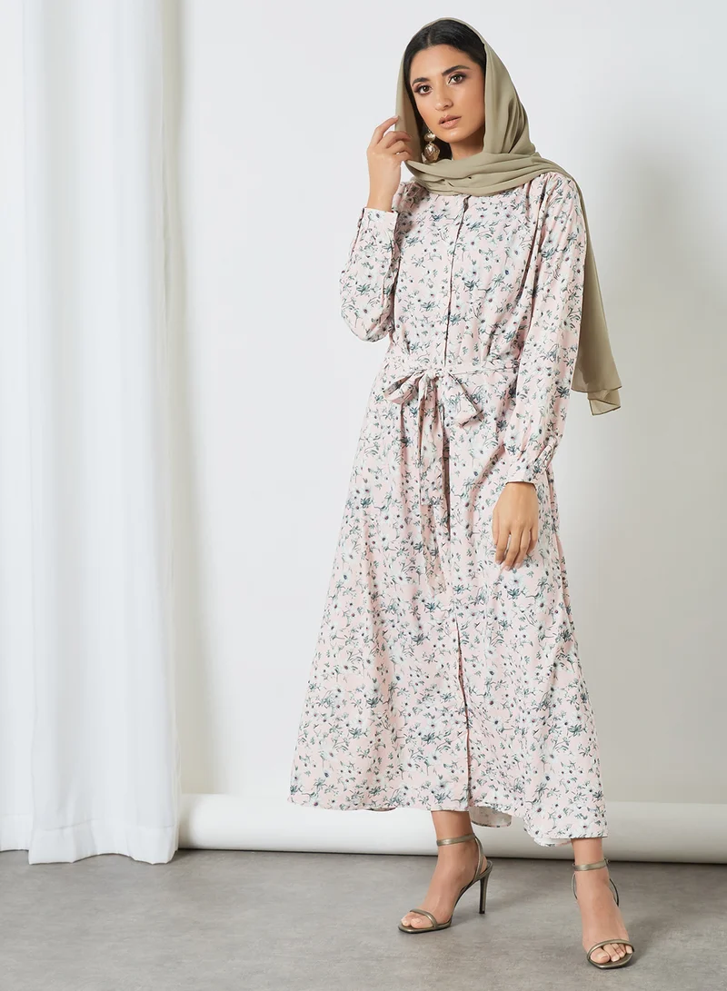 ANOTAH Floral Print Maxi Dress Pink