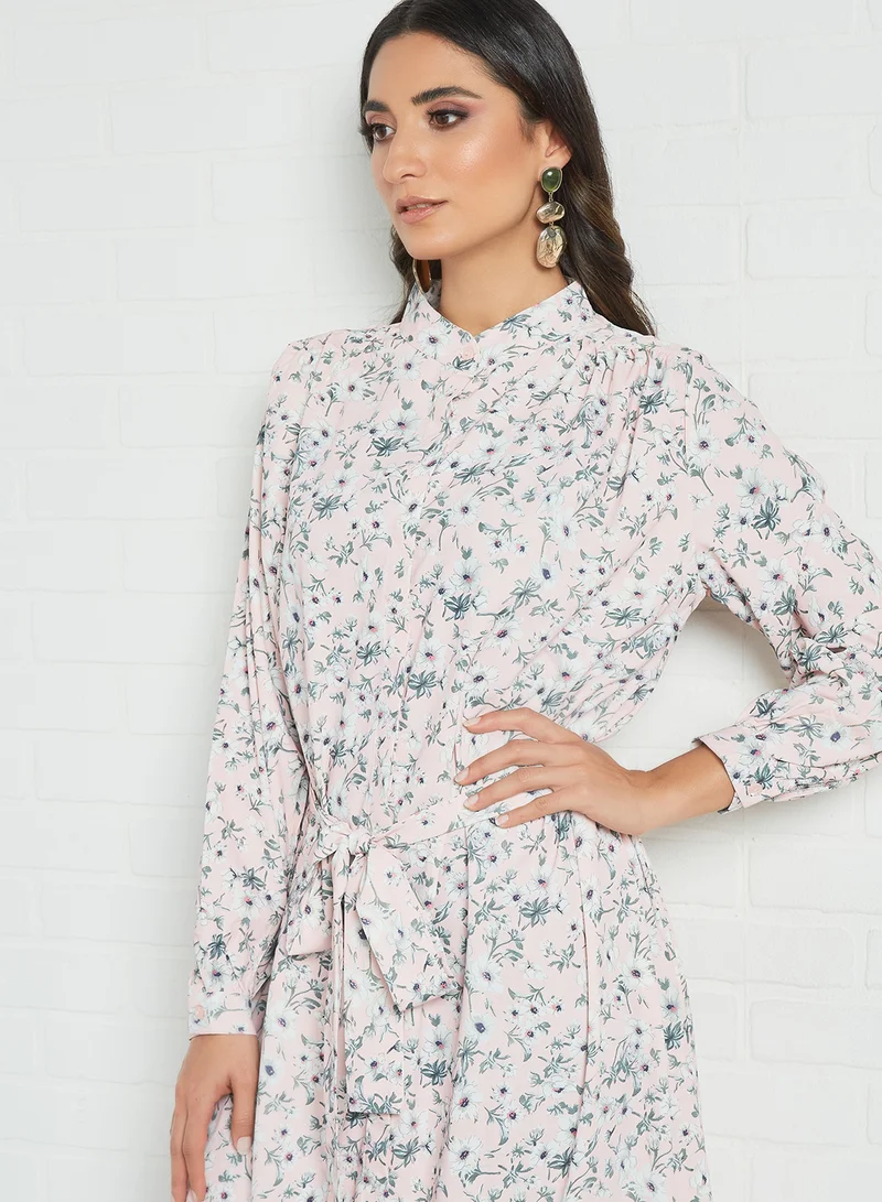 ANOTAH Floral Print Maxi Dress Pink