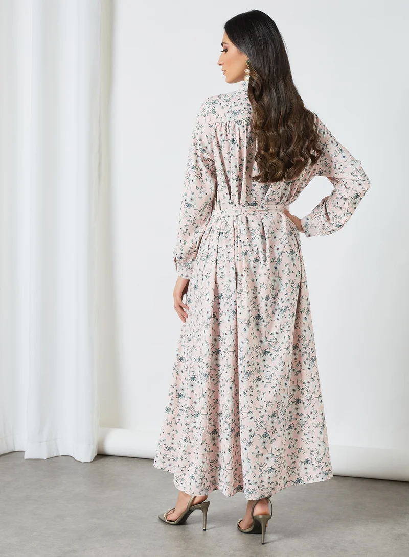 ANOTAH Floral Print Maxi Dress Pink