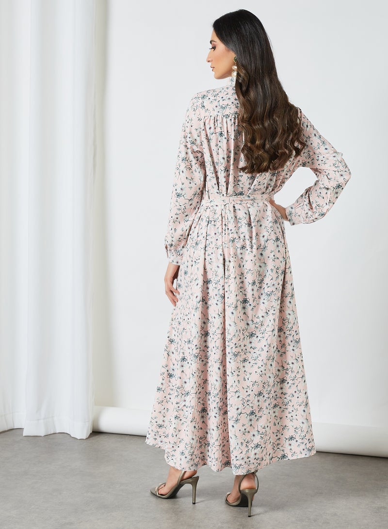ANOTAH - Floral Print Maxi Dress Pink - Image 1