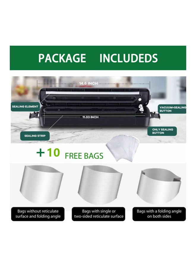 Automatic Food Sealer Machine for Food Preservation with 10 Bags VacuumSealer Black  - Image 5