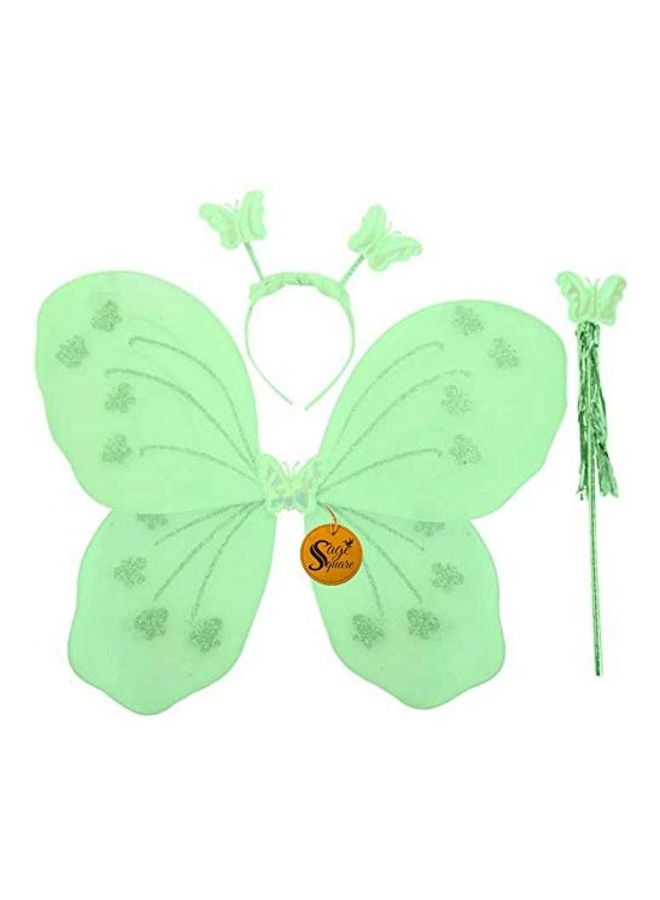 Sage Square Fairy Butterfly Wings with Wand and Hairband Set for Baby Girl