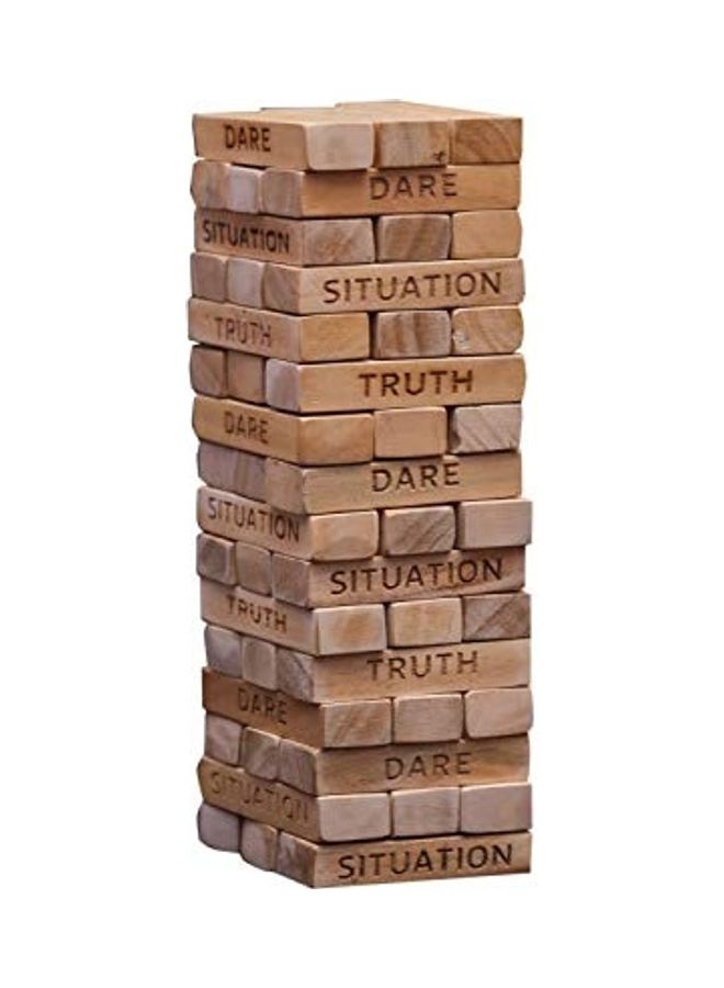 مجموعة قطع بناء على شكل برج قابل للسقوط بطبعة الكلمات "Truth وDare وSituation" من 48 قطعة - Image 1