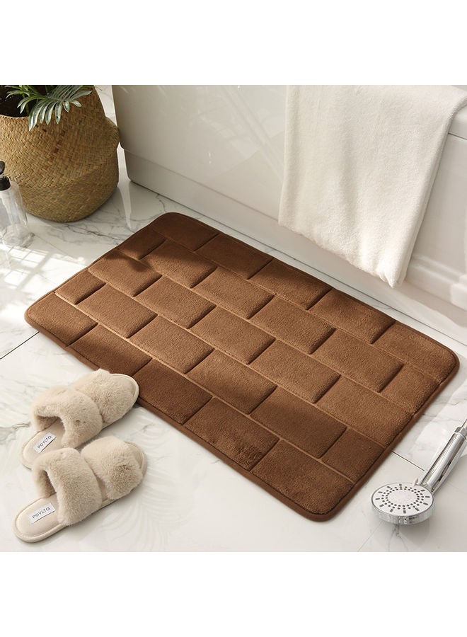 Absorbent Brick Grain Bathroom Non-Slip Floor Mat Brown