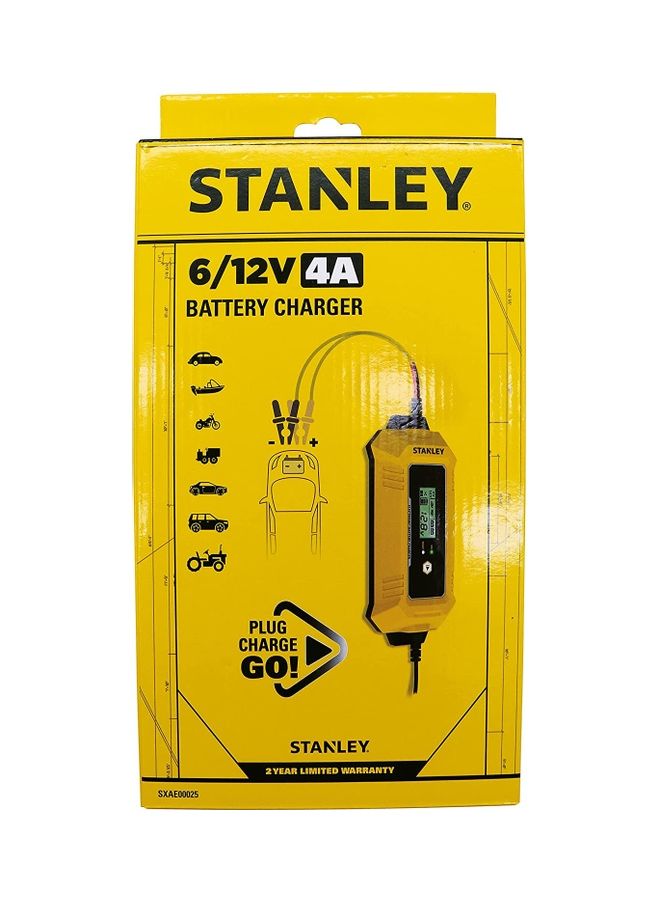 Stanley 6V/12V – 4AMP Battery Charger with Clip Connector  - Image 2