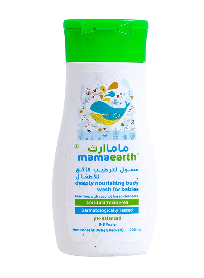 Mamaearth Toxic-free Dermatologically Tested Deeply Nourishing Body Wash for Babies with Cocounut Cleanser, 0-5 Years, 200ml - Image 1