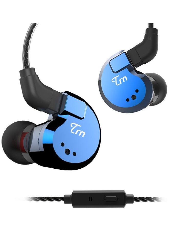 TRN Headphones With Mic Blue/Black - Image 1