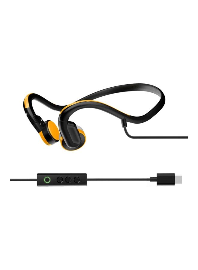 Type-C Wired Earphones Orange - Image 1