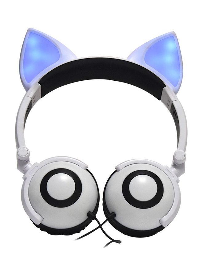 Generic - Foldable Fox Ear Flashing LED Lights Headphones White - Image 1