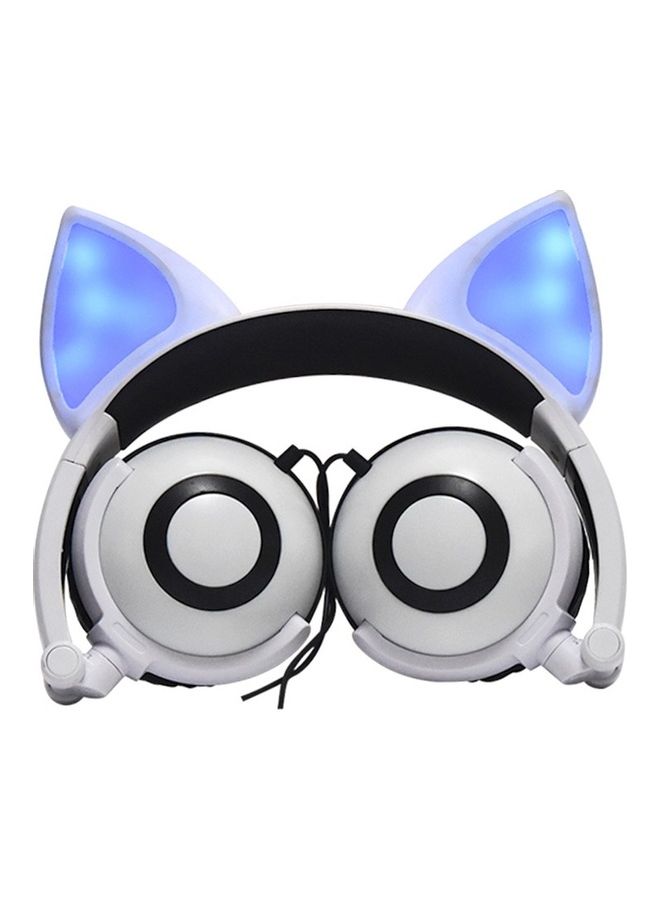 Generic - Foldable Fox Ear Flashing LED Lights Headphones White - Image 1