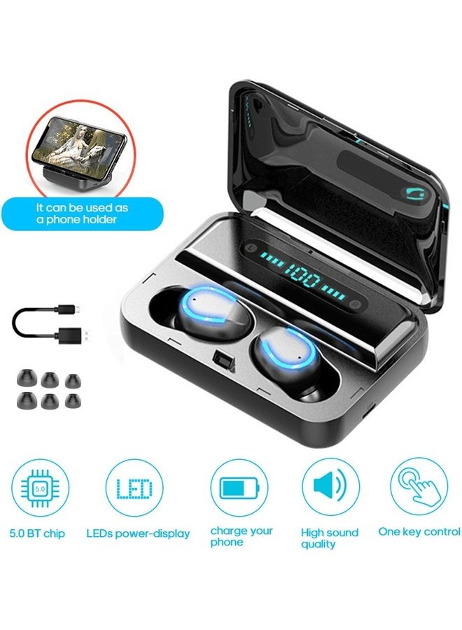 سماعة رأس ستيريو لاسلكية حقيقية تعمل بالبلوتوث 5.0 الأسود / الأزرق - Image 1