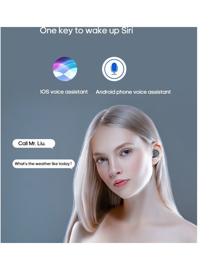 سماعة رأس ستيريو لاسلكية حقيقية تعمل بالبلوتوث 5.0 الأسود / الأزرق - Image 4