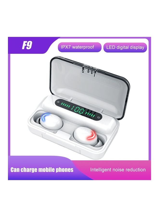 سماعة إيربادز رياضية ترو لاسلكية بصوت ستيريو أبيض