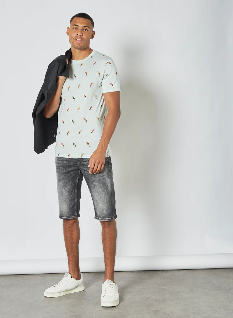 JACK & JONES Slim Fit Denim Shorts Grey