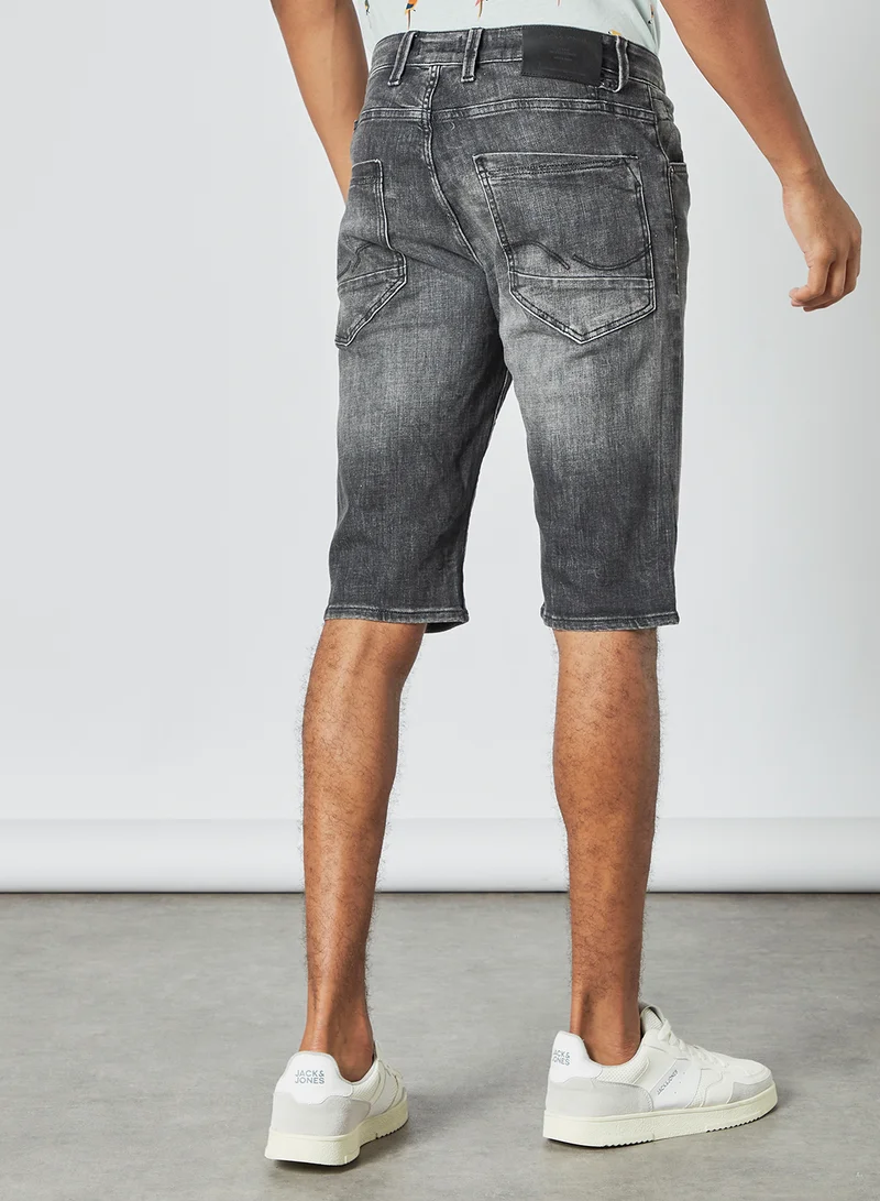 JACK & JONES Slim Fit Denim Shorts Grey