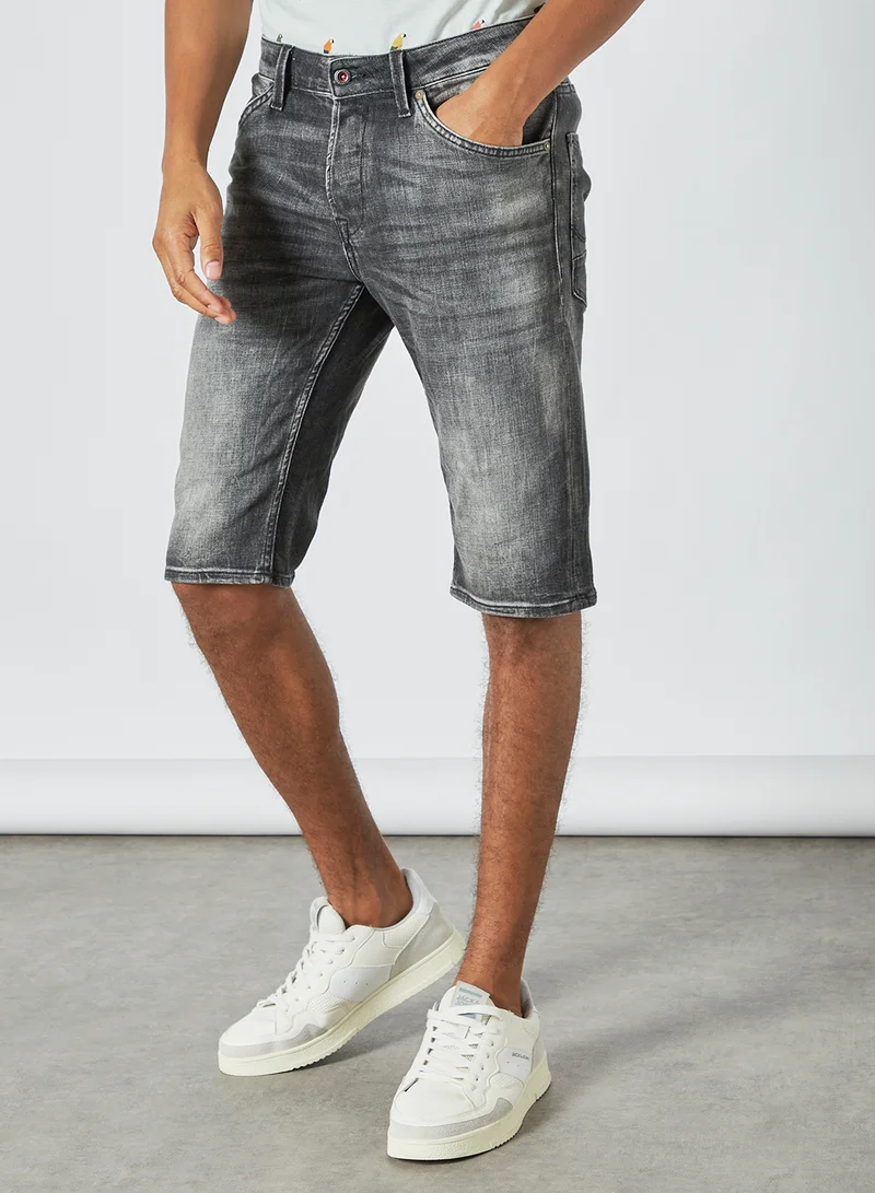 JACK & JONES Slim Fit Denim Shorts Grey