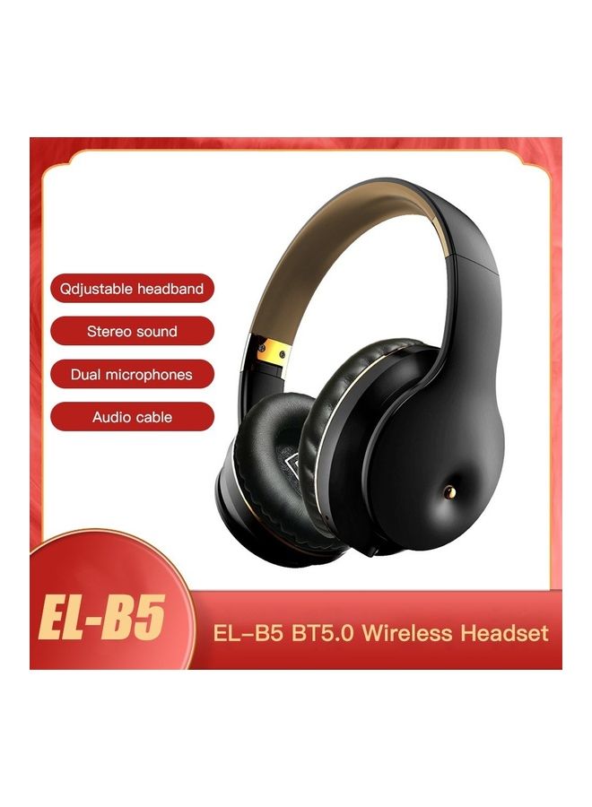 EL-B5 BT5.0 Wireless Headset Black/Golden - Image 2