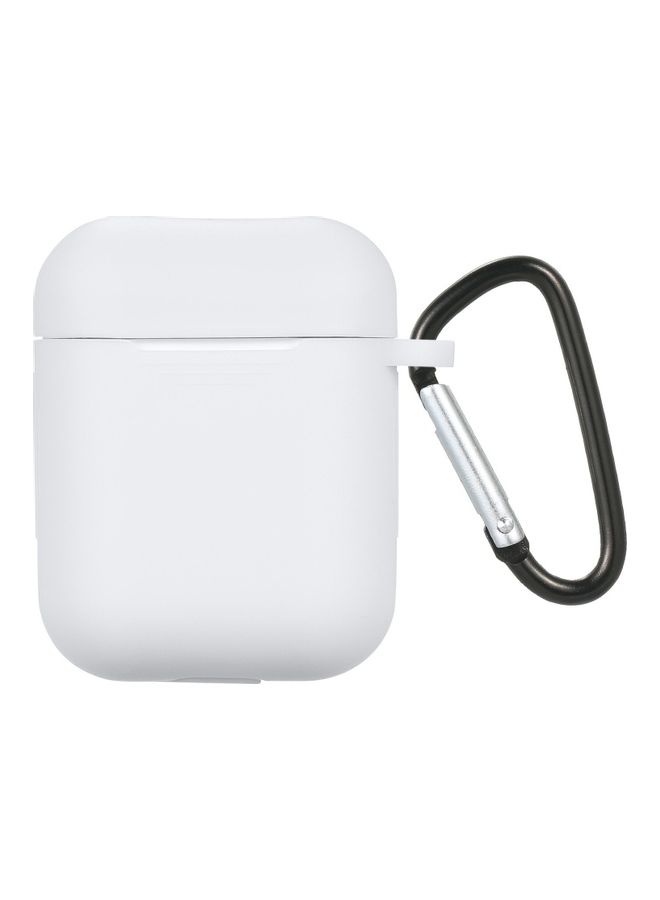 Generic - Headphones Case Replacement Protective Earphone Cover With Carabineer For Apple Air Pods White - Image 1
