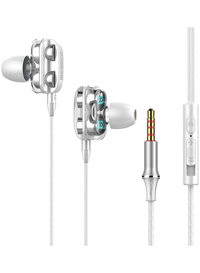 Port Bass Stereo Sports Waterproof Earphone White