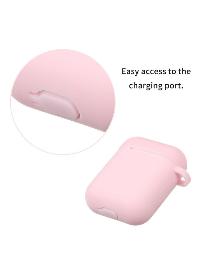 Generic - Headphones Case Replacement Protective Earphone Cover With Carabineer For Apple Air Pods Pink - Image 1
