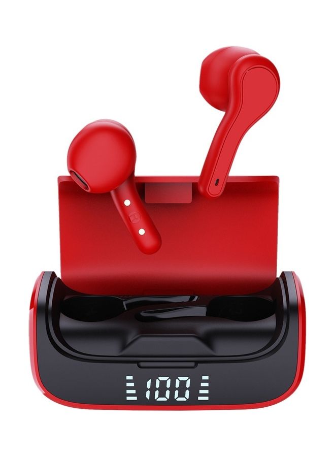 R28 BT5.0 Wireless IPX5 Waterproof Earphones With Digital Display Charger Box Red/Black - Image 1