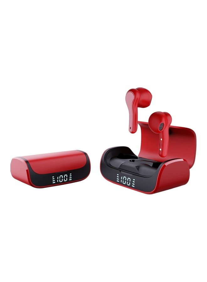 R28 BT5.0 Wireless IPX5 Waterproof Earphones With Digital Display Charger Box Red/Black - Image 5