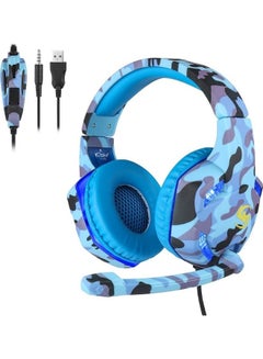 Gaming Headset Plug Over-Ear Headphone Blue