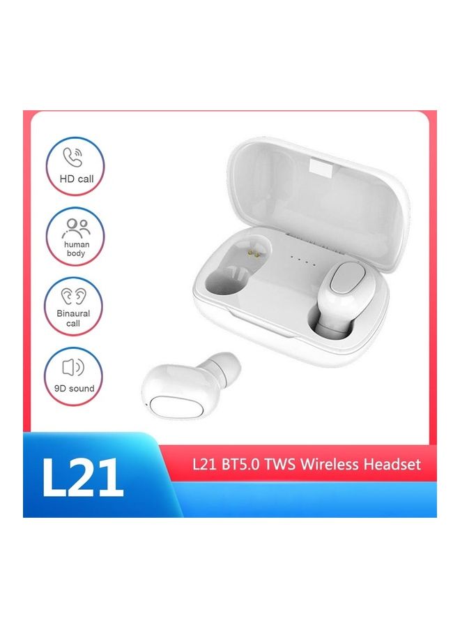 Generic - L21 BT5.0 TWS Wireless Headset with Charging Case White - Image 1