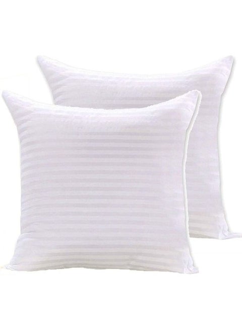 2-Piece Stripe Hotel Pillows Cotton White 45x45cm
