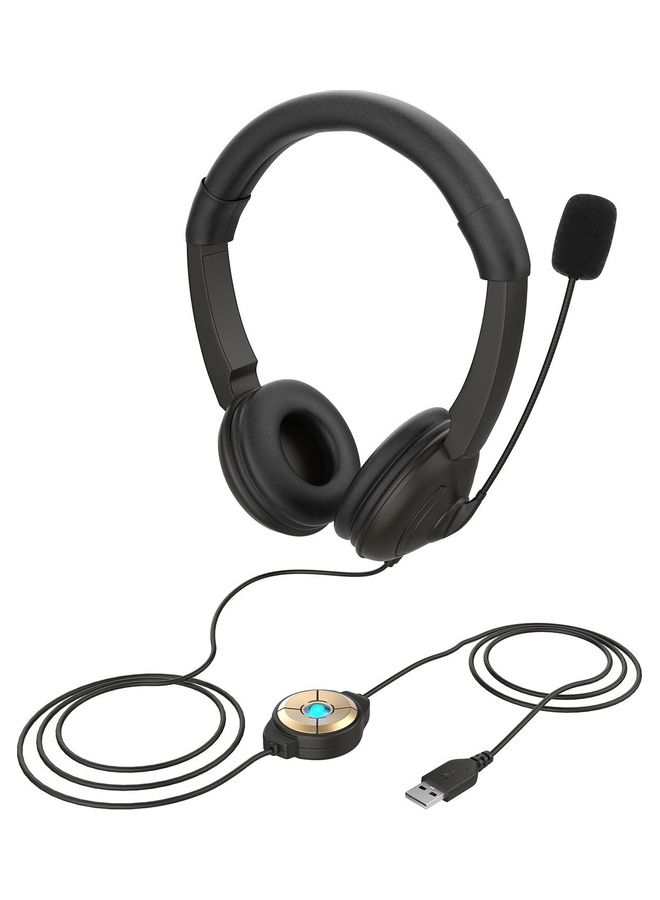 USB Wired Headset With Noise Cancelling Microphone multicolour