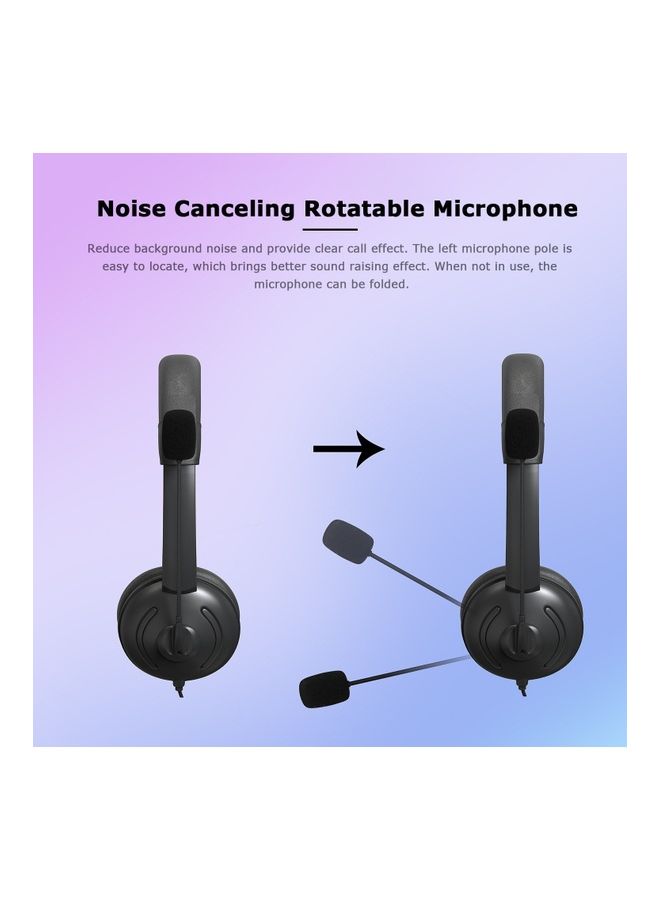 USB Wired Headset With Noise Cancelling Microphone multicolour