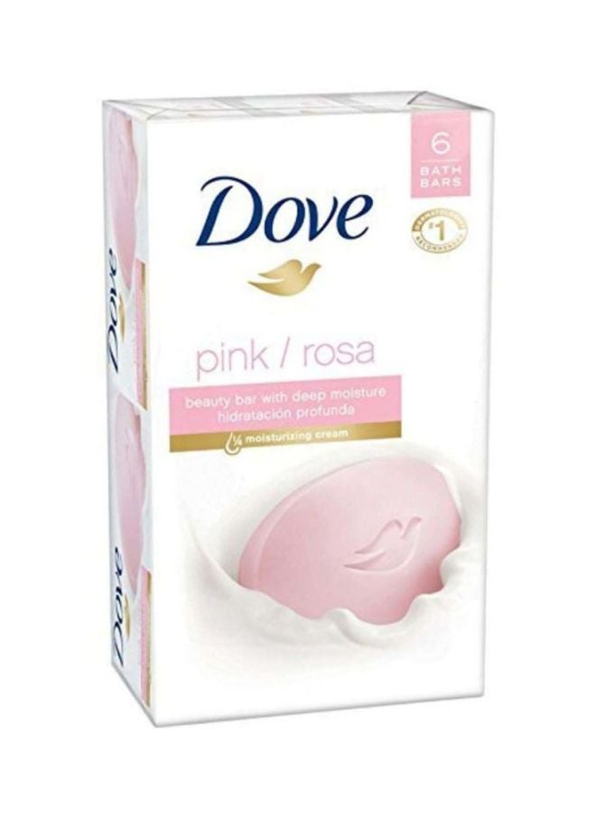 دوف حزمة مكونة من 6 قطع ألواح صابون روزا بيوتي الوردي وردي/أبيض - Image 1