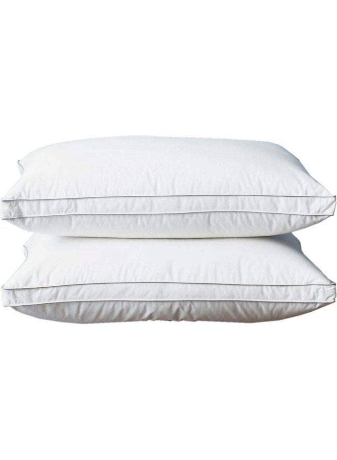 Hours - 2-Piece Duck Feather Filling Soft Pillows Polyester White 48x74cm - Image 1