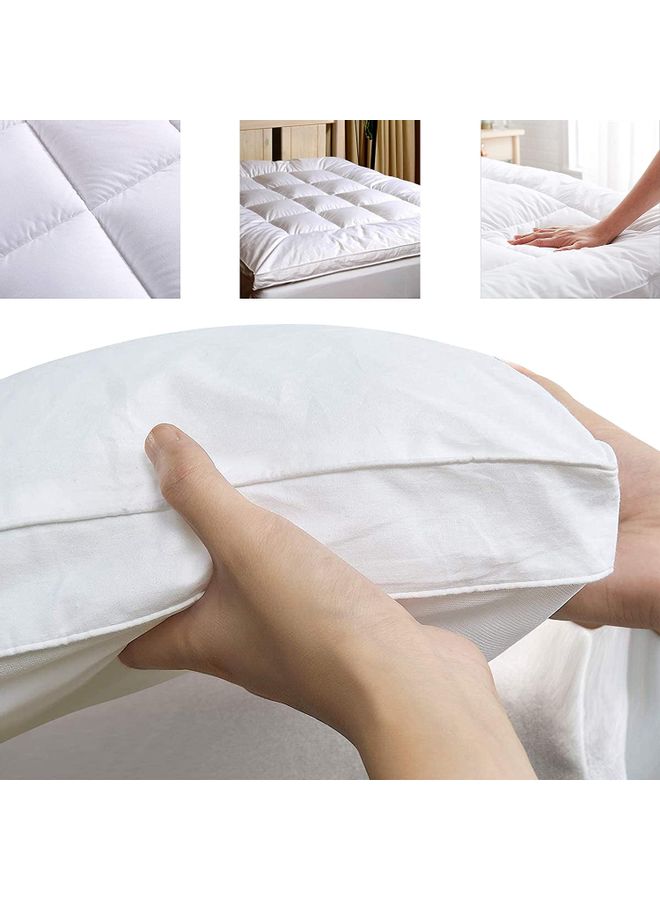 Sleep night - Top Mattress Pad For Single Size Bed With 4 Elasticated Corner Straps cotton White 200x114cm - Image 1