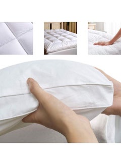 Sleep night Top Mattress Pad With 4 Elasticated Corner Straps Cotton White 200x214cm  - Image 2