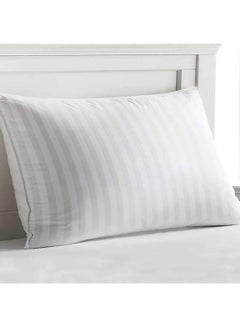 Sleep night Soft Hotel Stripe Pillow 1KG Queen, Breathable Soft Microfiber Filled Sleeping Pillow Cotton White 40x17x17cm  - Image 2