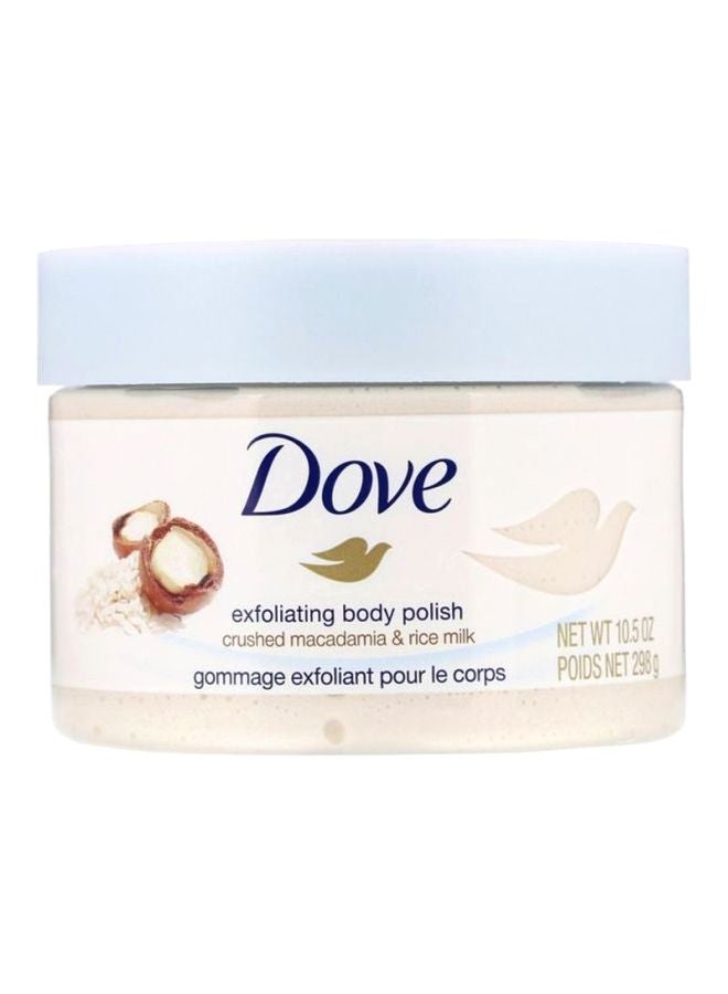 Dove Exfoliating Body Polish Crushed Macadamia And Rice Milk Beige Blue 298 ml