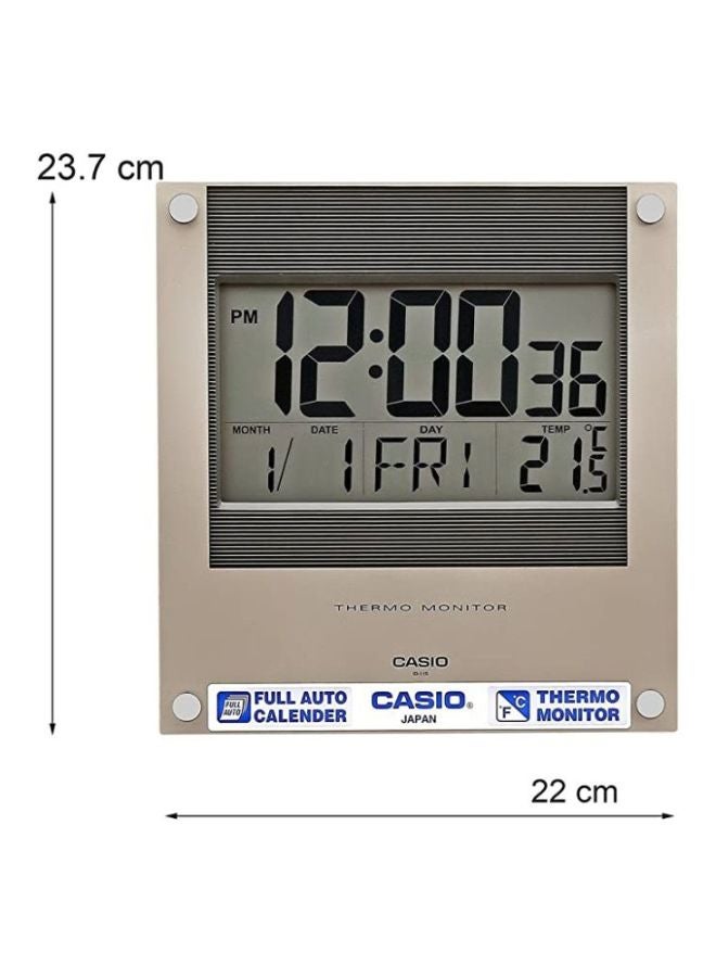 CASIO - Square Shaped Digital Wall Clock Grey/Black 236x221x25mm - Image 1