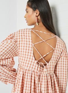 GHOSPELL Oversized Checked Dress Red  - Image 4