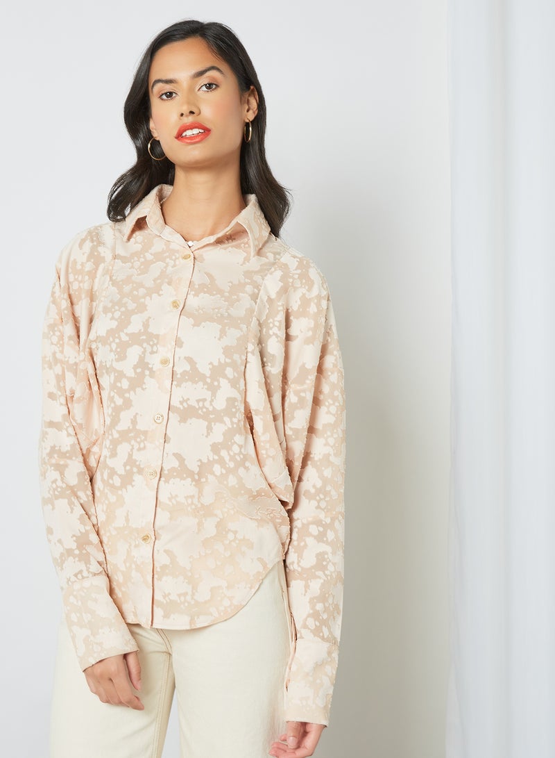 GHOSPELL - Oversized Textured Top Nude - Image 1