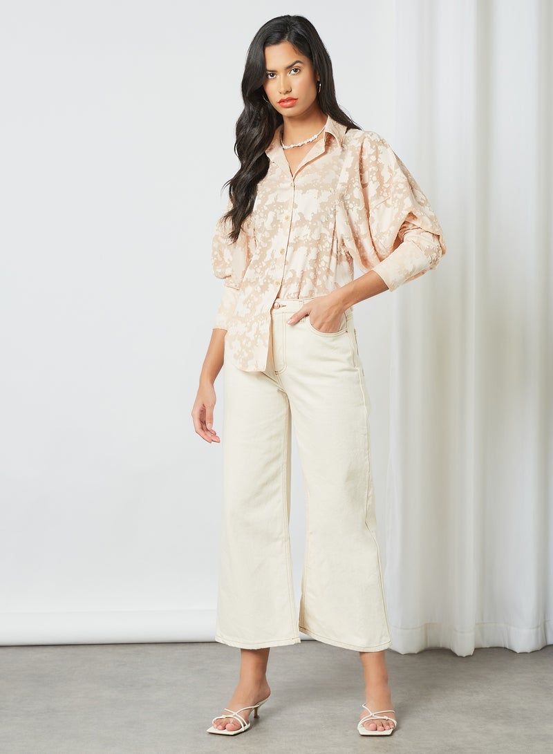 GHOSPELL - Oversized Textured Top Nude - Image 1