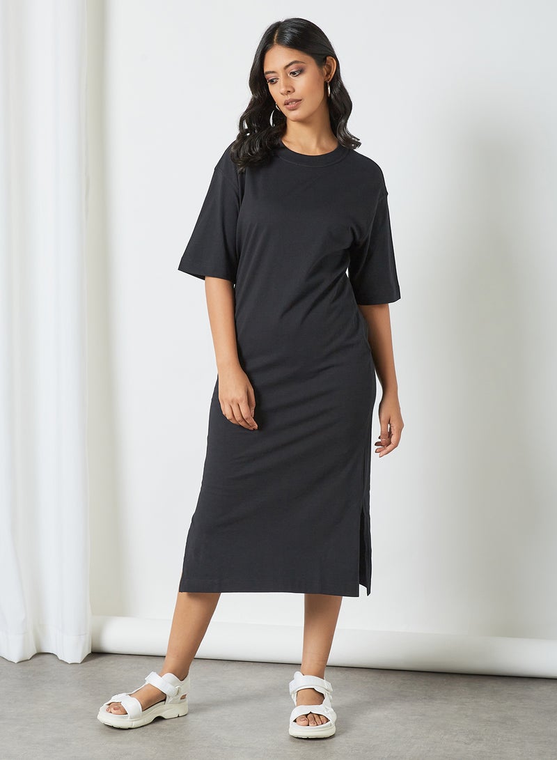 PIECES - Round Neck Midi Dress Black - Image 1