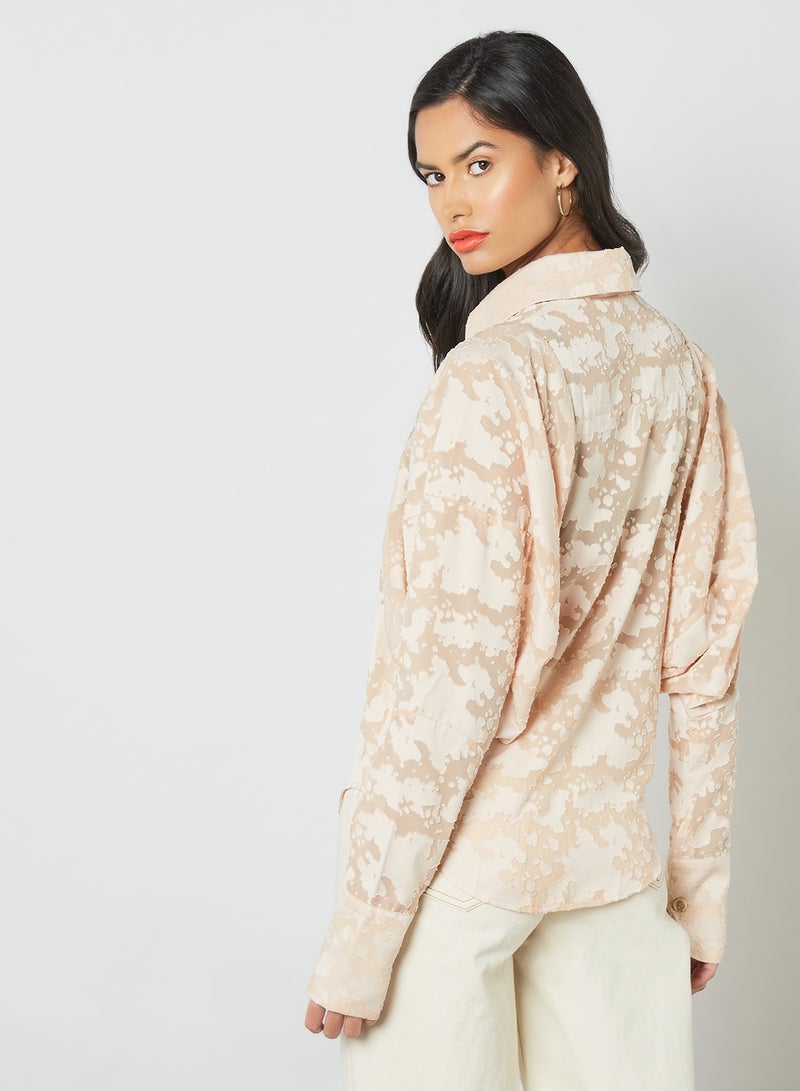 GHOSPELL - Oversized Textured Top Nude - Image 1