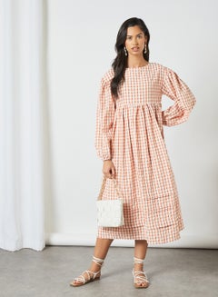 GHOSPELL Oversized Checked Dress Red  - Image 3