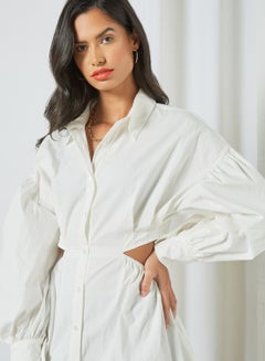 GHOSPELL Cut-Out Shirt Dress White  - Image 3
