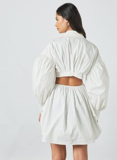 GHOSPELL Cut-Out Shirt Dress White  - Image 4