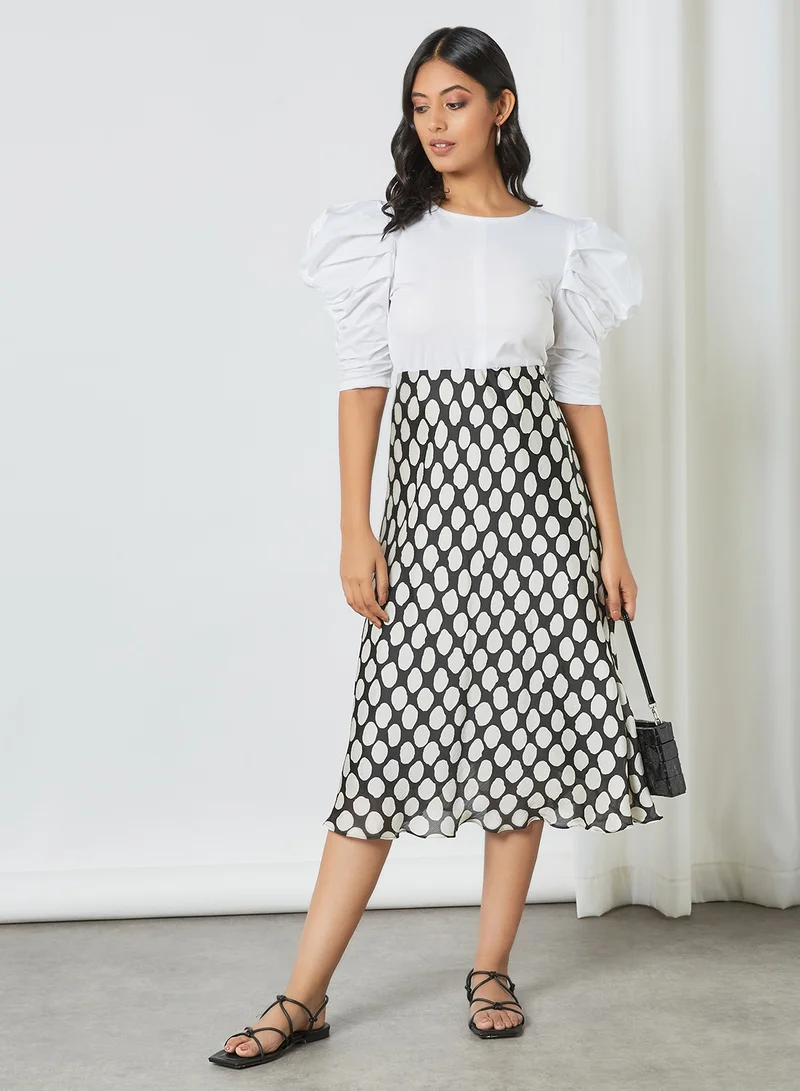 MANGO Saber Midi Skirt Black