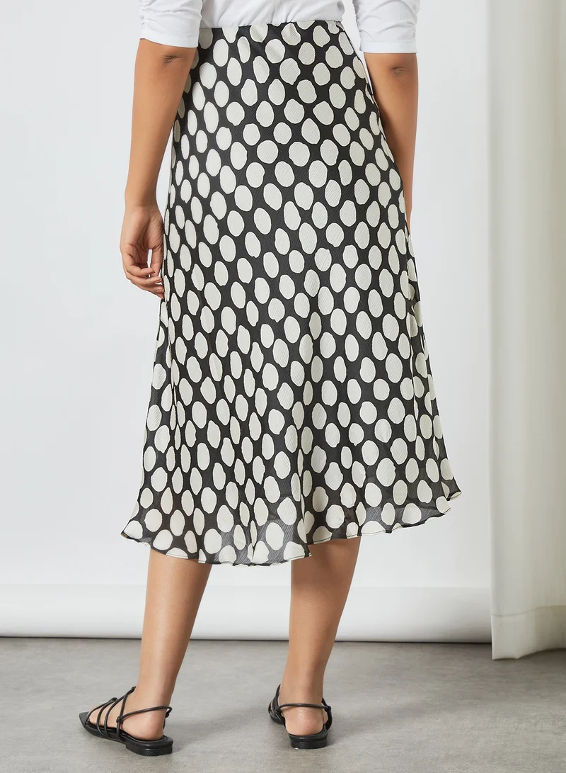 MANGO Saber Midi Skirt Black