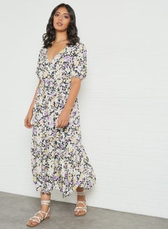 Floral Print Midi Dress Multicolour