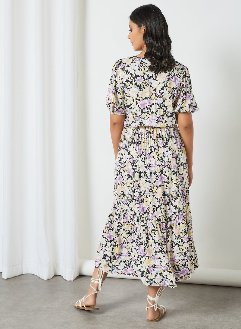 PIECES - Floral Print Midi Dress Multicolour - Image 1